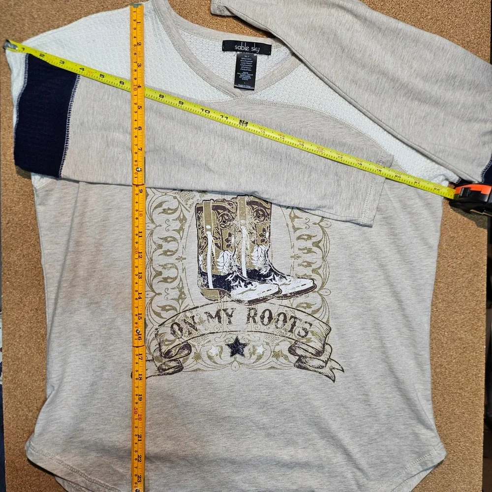 Blame It All On My Roots Top Western Nashville L Waffle Knit Boots Country Music - Picture 8 of 11